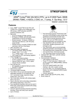 STM32F398VE 数据手册首页