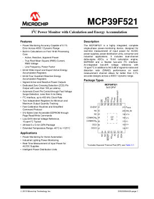 MCP39F521-E 数据手册首页