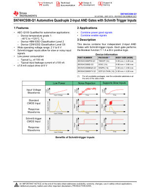 SN74HCS08-Q1 数据手册首页