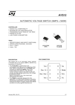 AVS12CB 数据手册首页