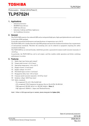 TLP5752H datasheet cover page