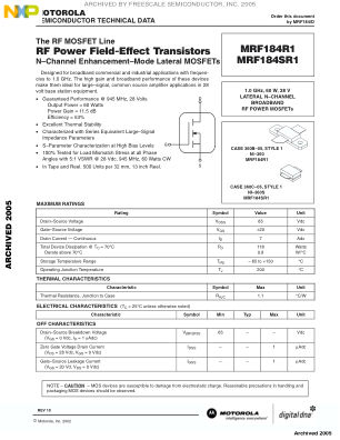MRF184 datasheet cover page