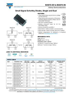 BAS70-00TOBAS70-06 数据手册首页
