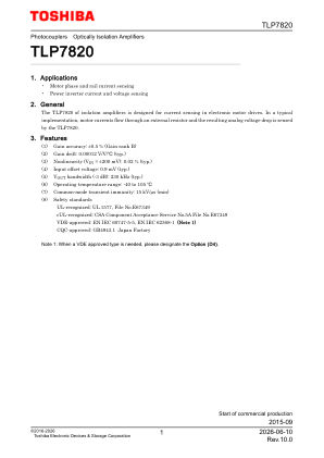 TLP7820 datasheet cover page