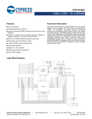STK14CA8C datasheet cover page