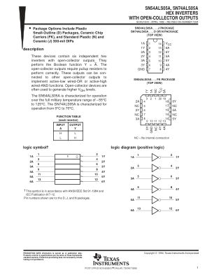 SN74ALS05A datasheet cover page