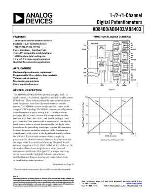 AD8400 datasheet cover page