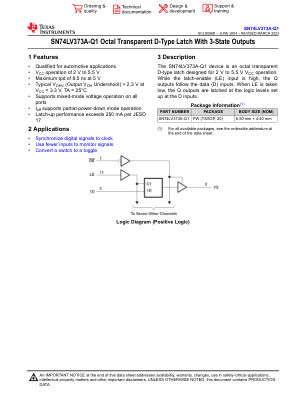 SN74LV373A-Q1 datasheet cover page