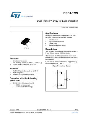 ESDA37W 数据手册首页