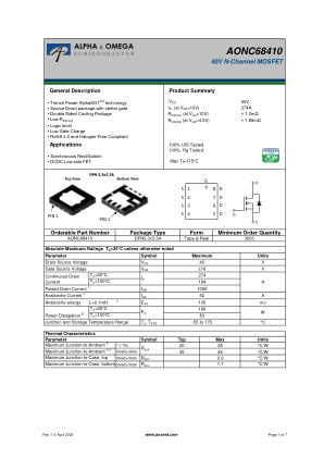 AONC68410 datasheet cover page