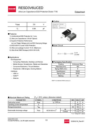 RESD3V6UCED datasheet cover page