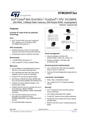 STM32H573AI 数据手册首页