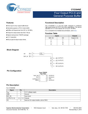 CY2304NZ datasheet cover page