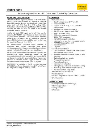 IS31FL3801-QFLS3-EB datasheet cover page
