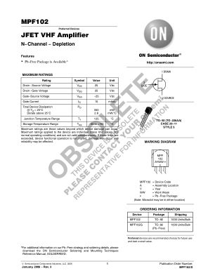 MPF102 数据手册首页