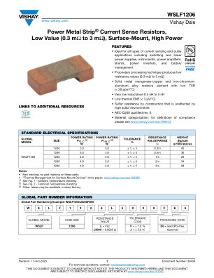 WSLF1206 datasheet cover page