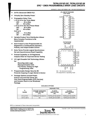 TICPAL22V10Z-25C 数据手册首页