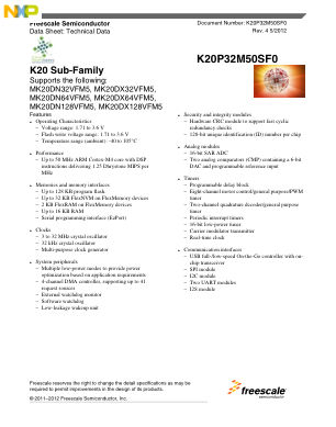 K20P32M50SF0 数据手册首页