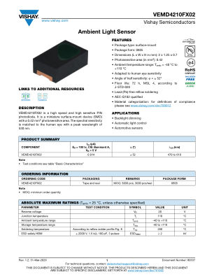 VEMD4210FX02 datasheet cover page