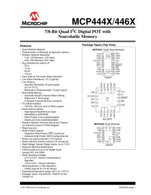 MCP4441-103E 数据手册首页