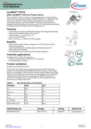 IPZA65R035CFD7A datasheet cover page