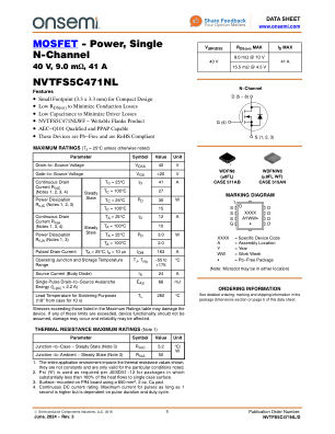 NVTFS5C471NL datasheet cover page