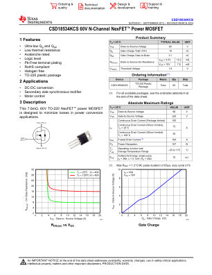 CSD18534KCS datasheet cover page