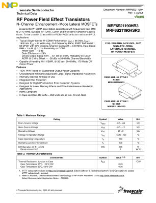 MRF6S21190H datasheet cover page