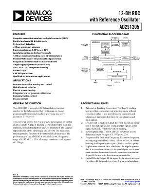 AD2S1205 数据手册首页