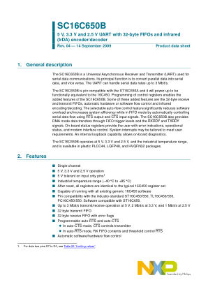 SC16C650B datasheet cover page
