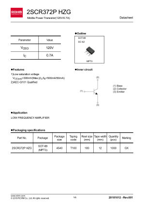 2SCR372PHZG datasheet cover page