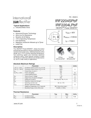 IRF2204S datasheet cover page
