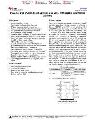 UCC27524 datasheet cover page