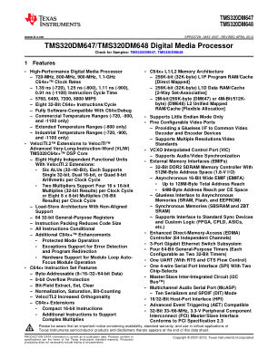 TMS320DM648 datasheet cover page