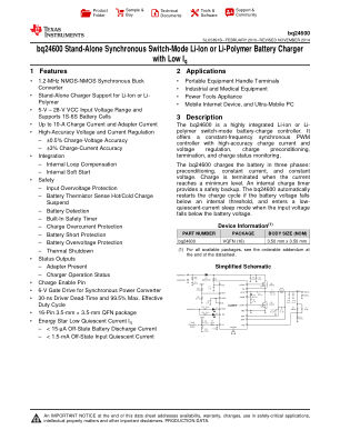 BQ24600 datasheet cover page
