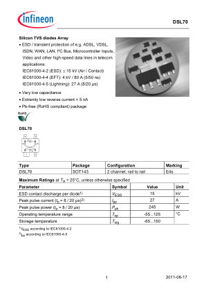 DSL70 datasheet cover page