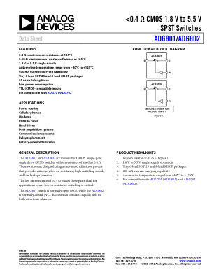 ADG801 数据手册首页