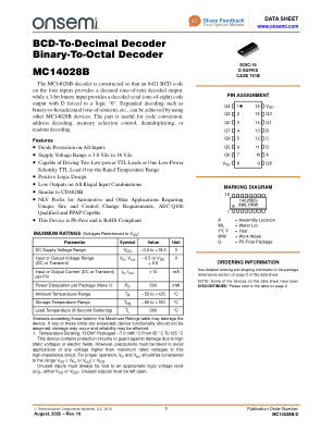 MC14028B 数据手册首页