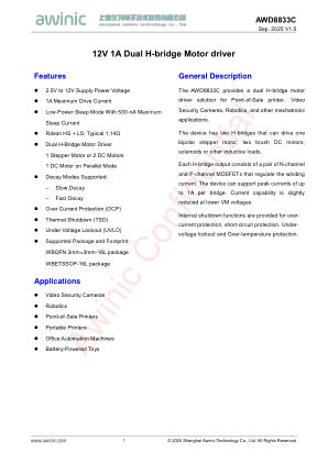 AWD8833C datasheet cover page