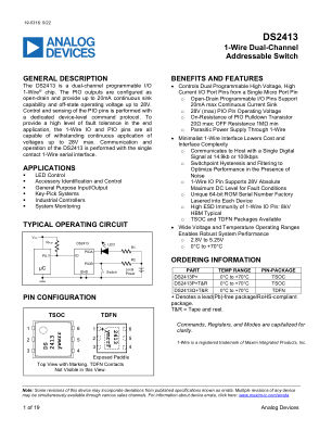 DS2413 datasheet cover page