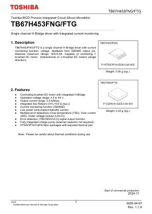 TB67H453FTG datasheet cover page