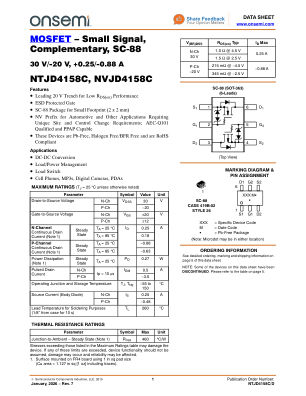 NTJD4158C 数据手册首页