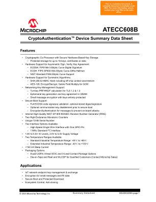 ATECC608B-MAHDA-S 数据手册首页