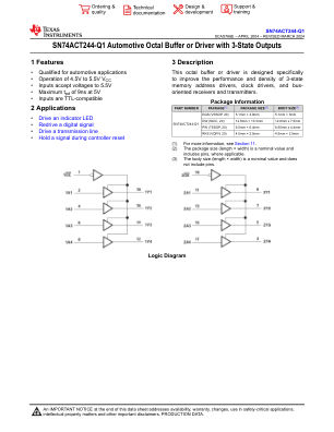 SN74ACT244-Q1 数据手册首页