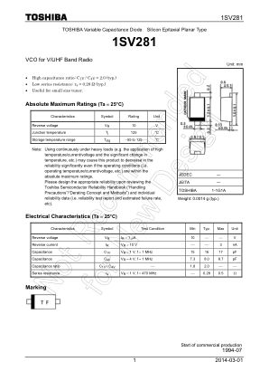 1SV281 数据手册首页