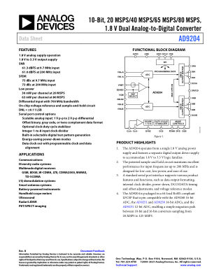 AD9204 datasheet cover page