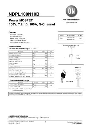 NDPL100N10B datasheet cover page
