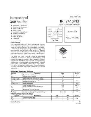 IRF7413 数据手册首页