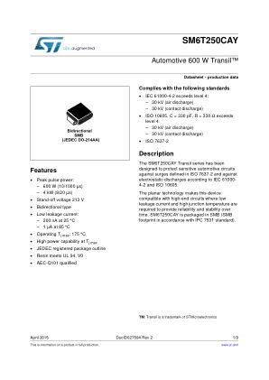 SM6T250CAY datasheet cover page