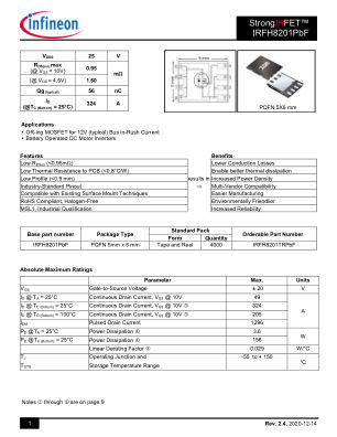 IRFH8201 数据手册首页